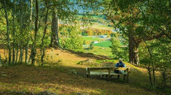 Bench with fort viewpoint, Milton Trail, Balmacaan
