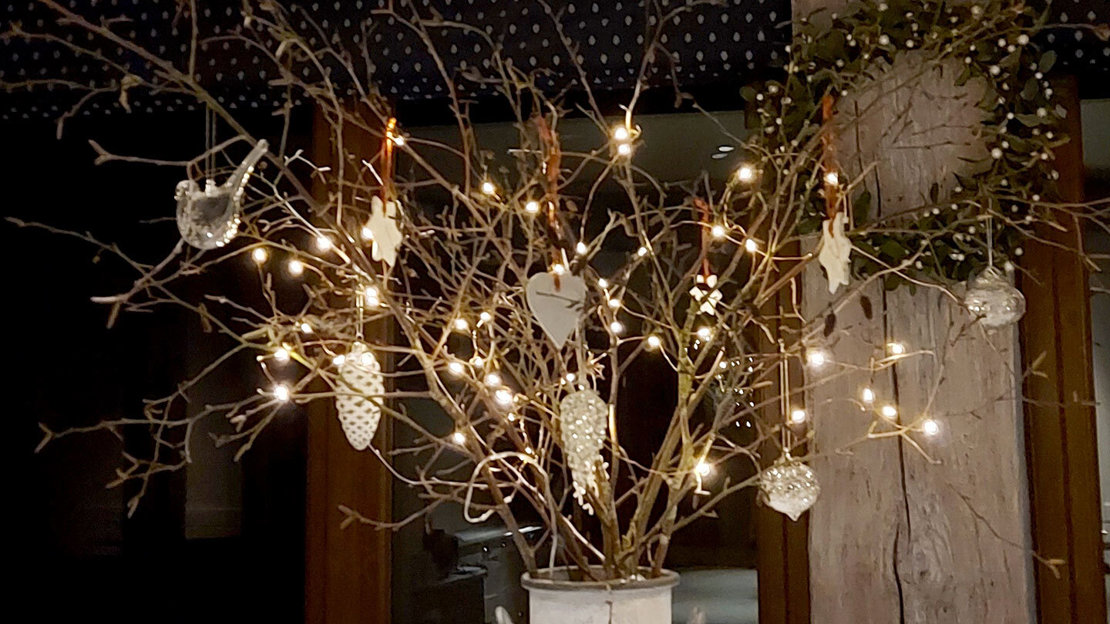 Birch branch Christmas centrepiece