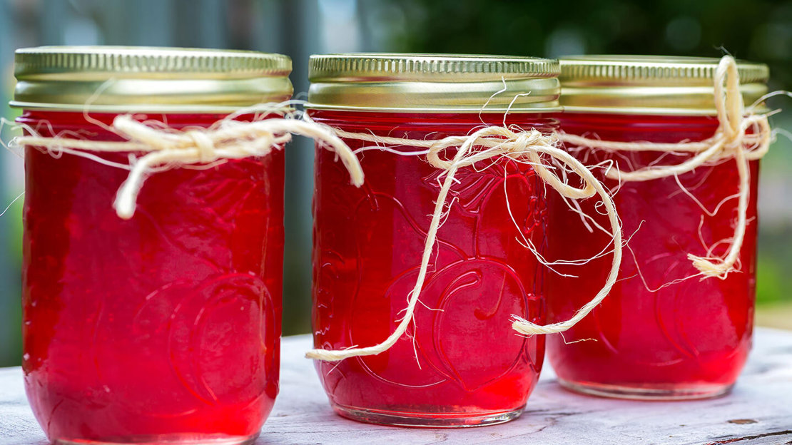 Three jars of crab apple jelly