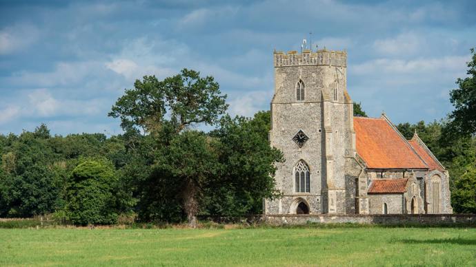 View of Thompson village church from Green Farm