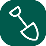 White spade icon on green background White spade icon on green background