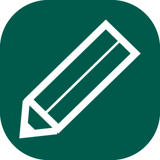 White pencil icon on green background
