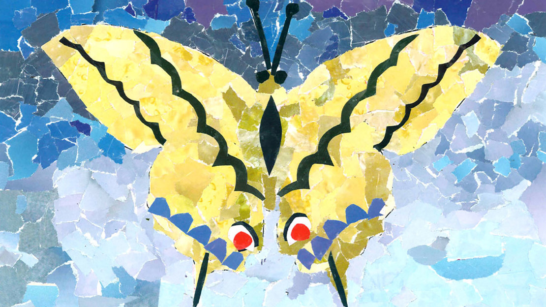 Swallowtail butterfly mosaic artwork